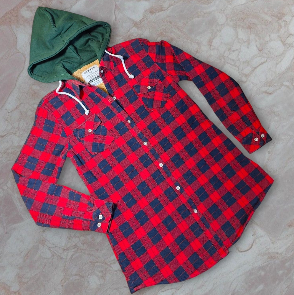 Women's GARAGE Faux Fur Lined 100% Cotton Long Sleeve Hoodie Shirt - S